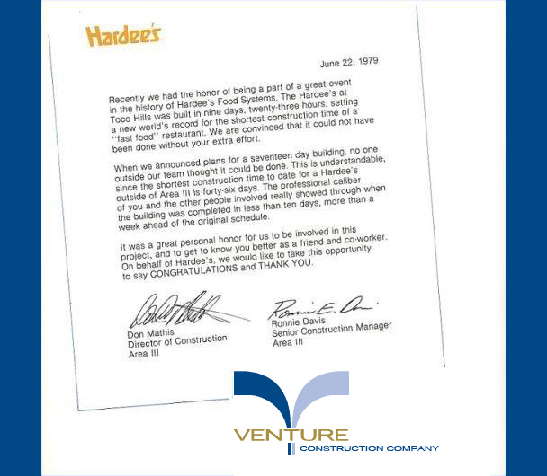 Hardee's thank you letter